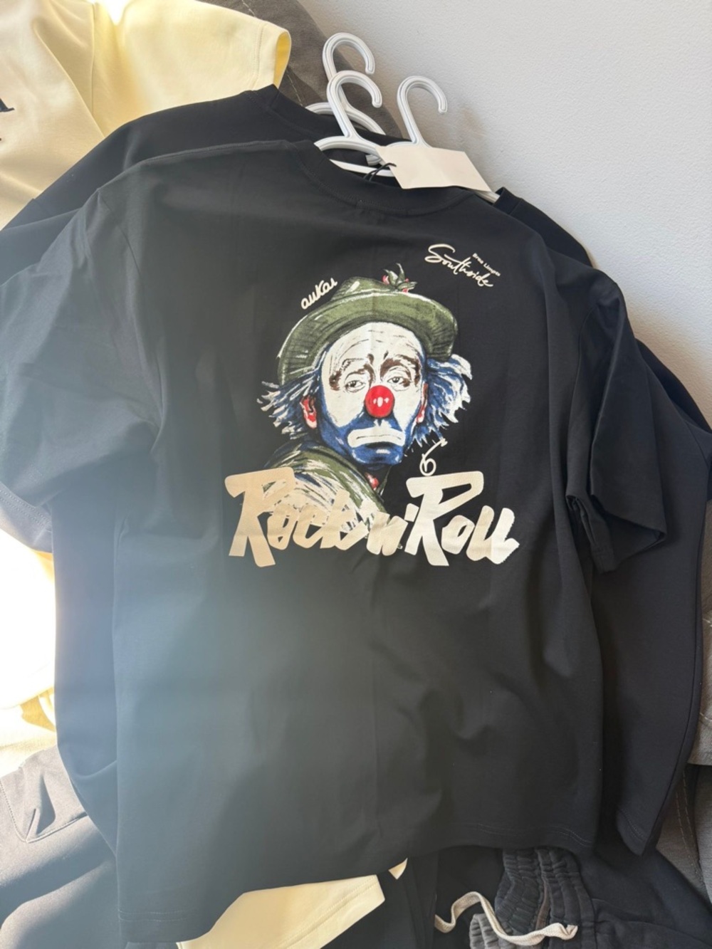 Black Short Sleeve Graphic Tee with Clown Print